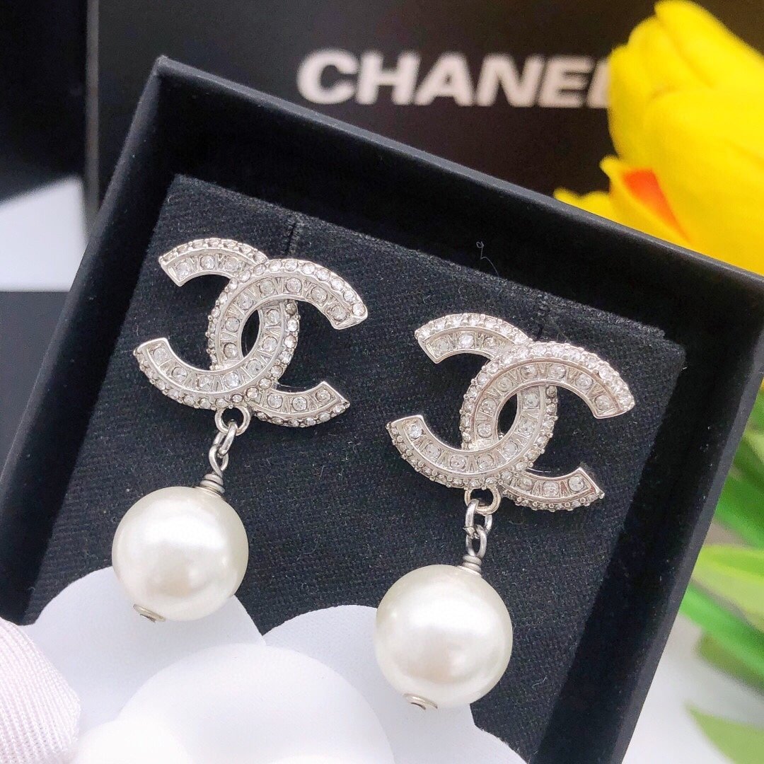 Ch**el Cc Silver Earrings