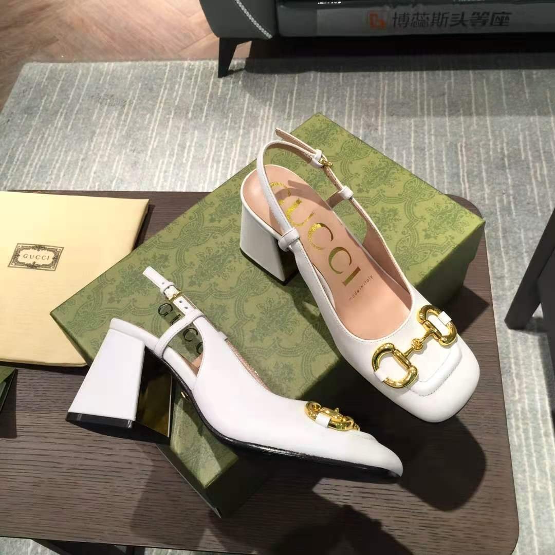 Gvc*1 Women’S Mid Heel Slingback With Horsebit White ‎643892 C9D00 9022