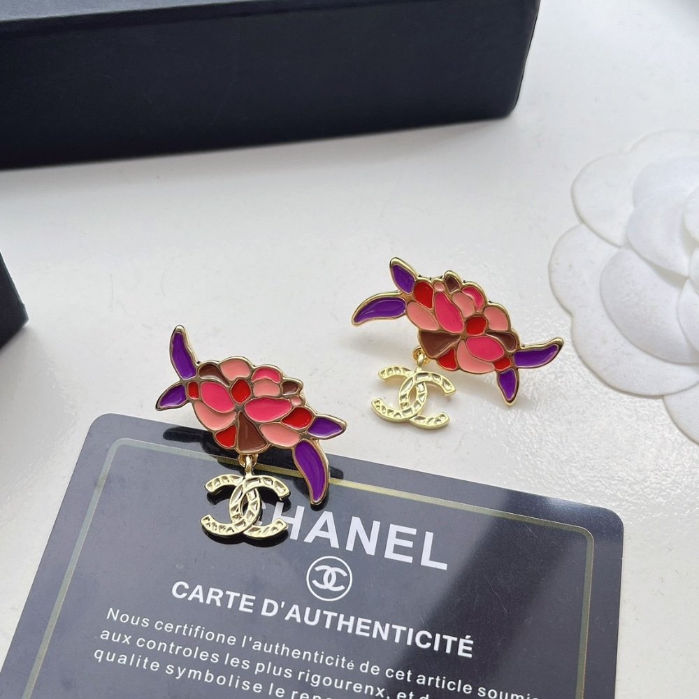 Ch**el Pendant Earrings Gold And Multicolour Abf933 B21129 U2138