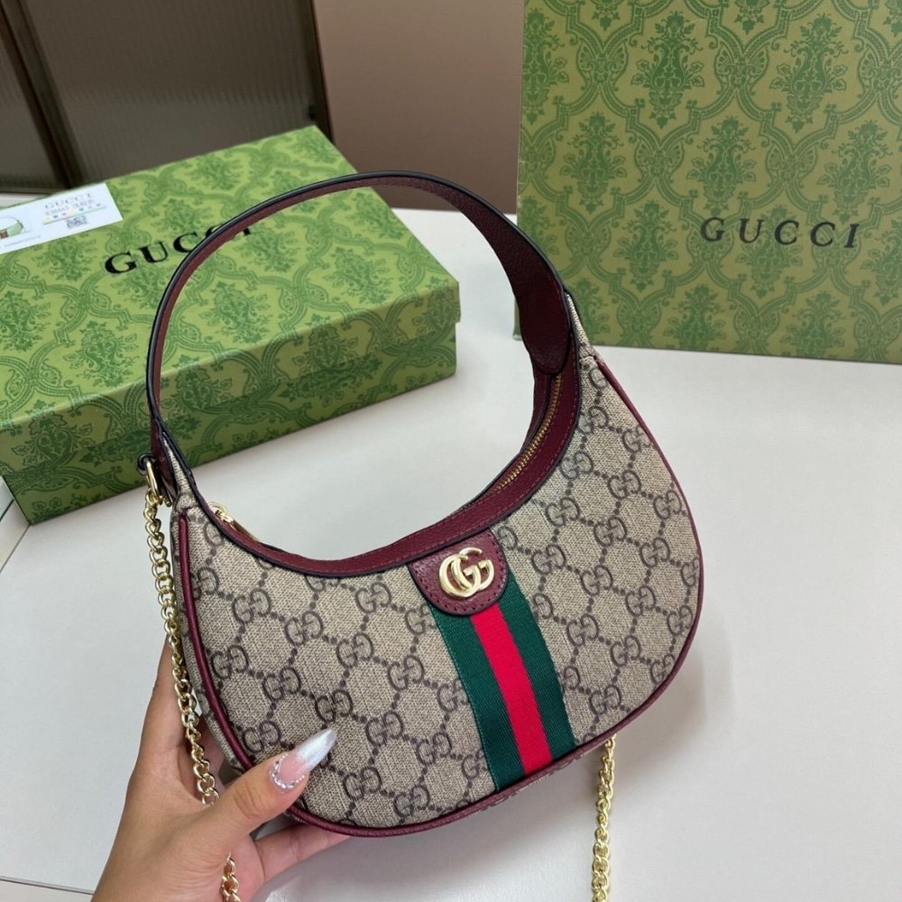 Gvc*1 Ophidia Small Shoulder Bag Beige And Dark Red Gg Fabric 22Cm ‎838463 Fae0P 9789