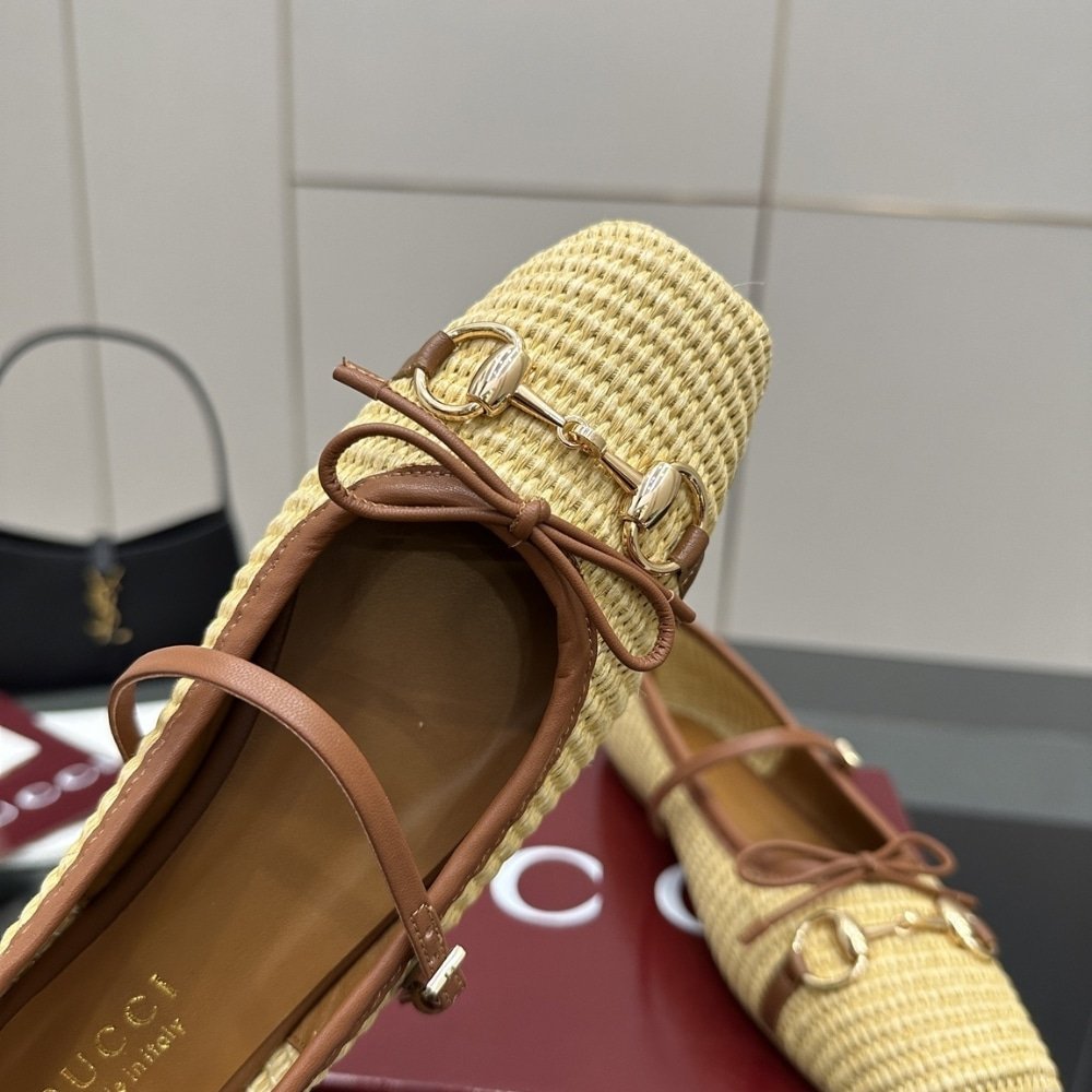 Gvc*1 Women Horsebit Ballet Flat Raffia Crochet 832427 Faemz 9542
