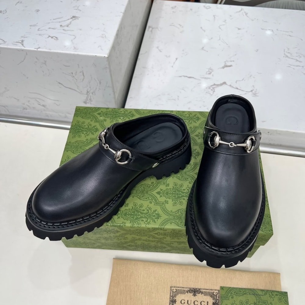 Gvc*1 Women Mule With Horsebit Black Leather ‎835829 Aadcw 1000