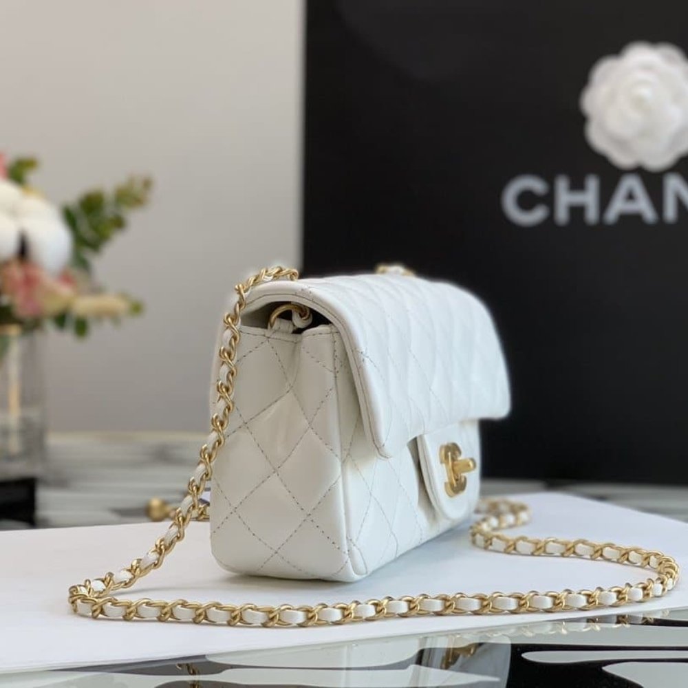 Ch**el Mini Flap Bag With Pearls White 20Cm As1787 B02916 10601