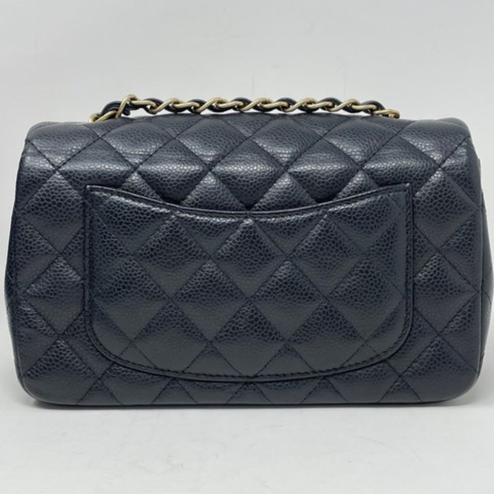 Ch**el Mini Classic Handbag Gold Tone Metal Black 20Cm A69900 Y04059 94305