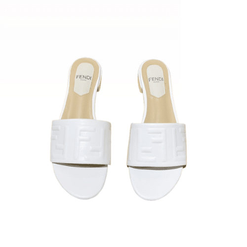 F**di Silk Cowhide Slippers White
