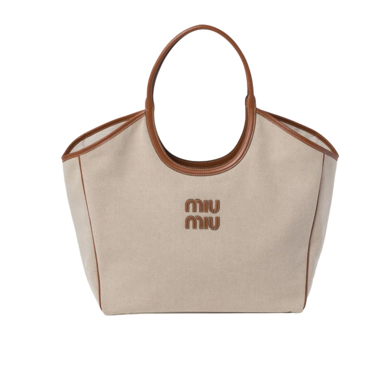 M1um1u Ivy Tote Bag Beige And Brandy 38Cm