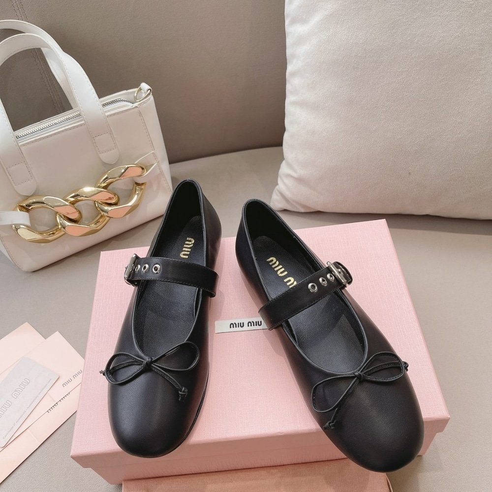 M1um1u Leather Ballerinas In Black 5F210E 070 F0002 F 005