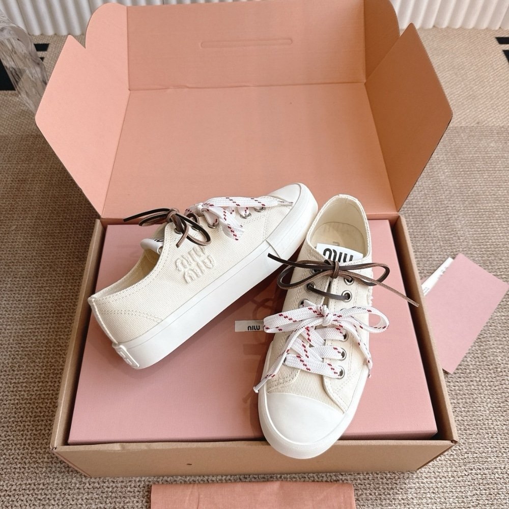 M1um1u Washed Denim Sneaker Ivory 5E384E Csl F0304 F 005