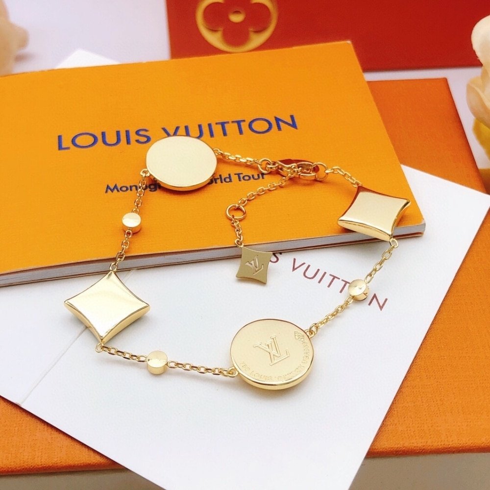 L0vis Vvtt0n Color Blossom Bb Bracelet Gold Tone With Blue Q05979