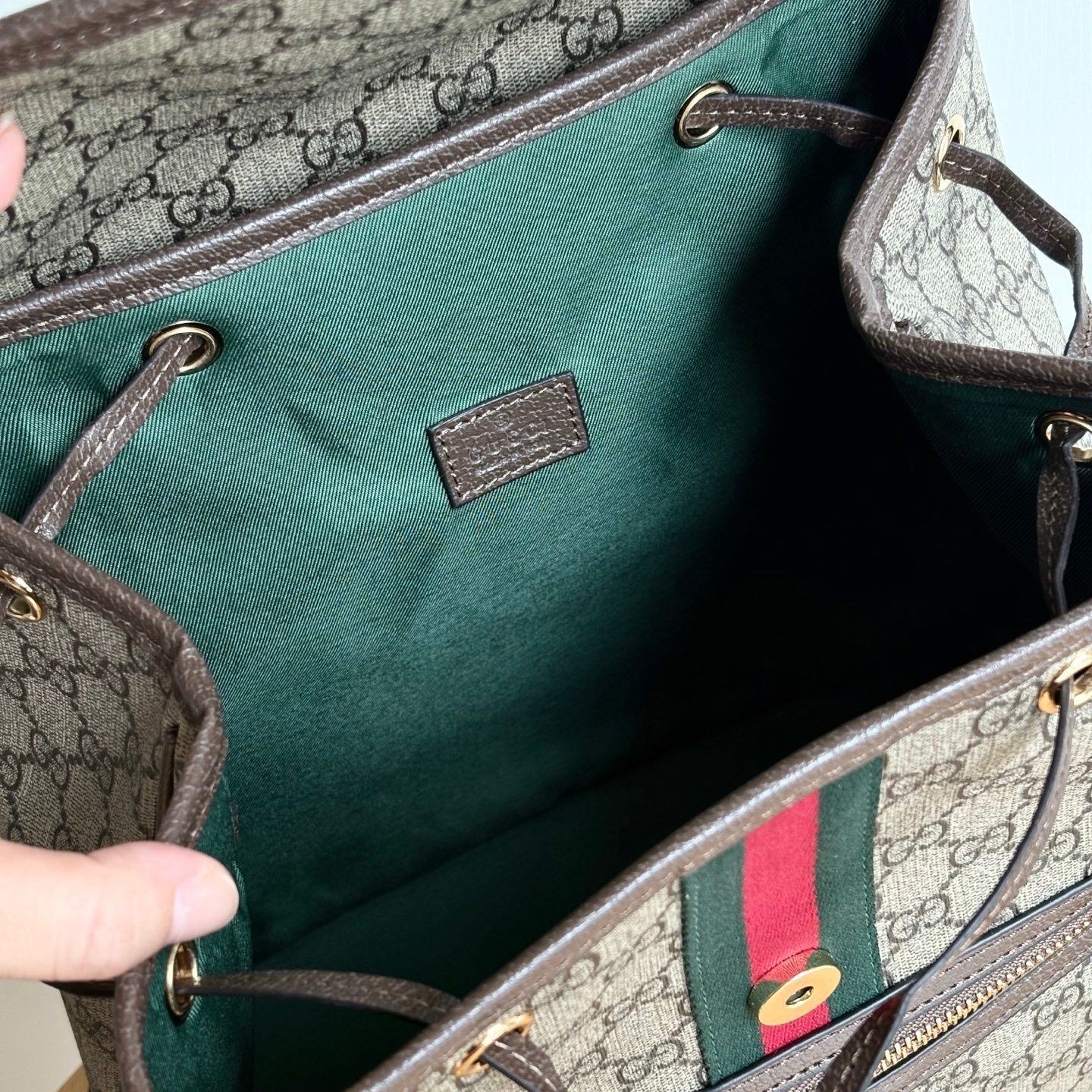Gvc*1 Ophidia Medium Backpack Beige And Dark Brown 30Cm 836855 Fae0J 9867
