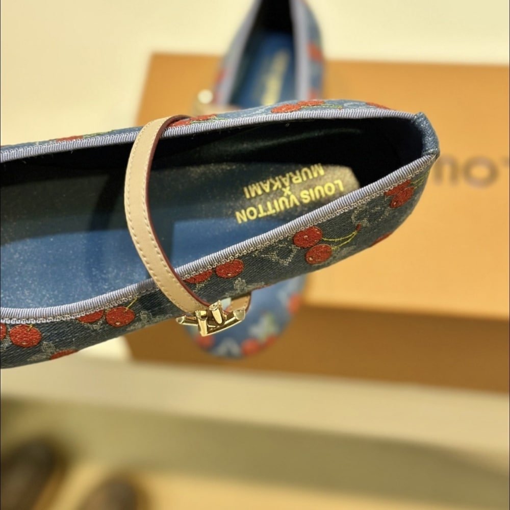 L0vis Vvtt0n X Takashi Murakami Romy Flat Ballerina Monogram Cherry Denim 1Ahkov