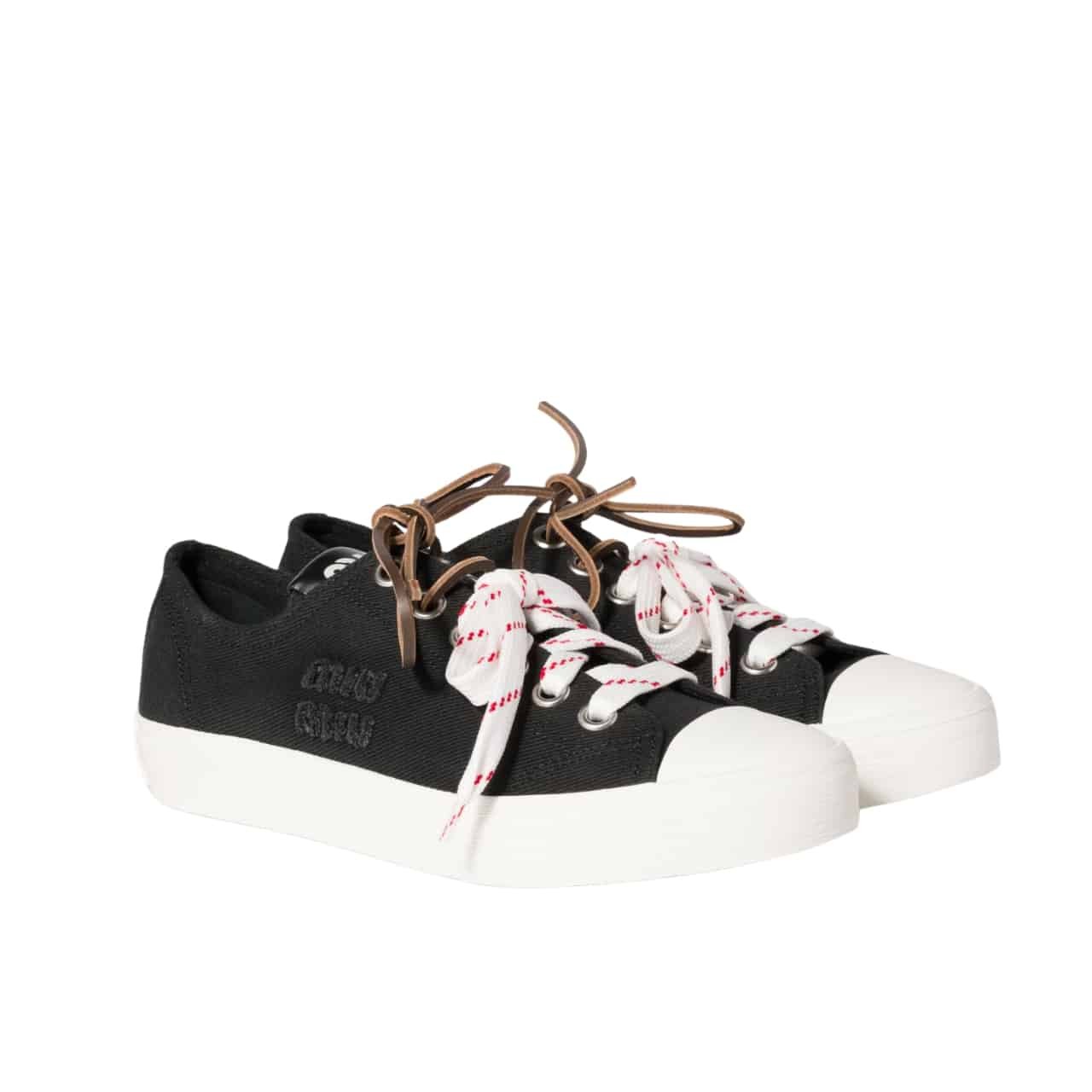 M1um1u Washed Denim Sneaker Black 5E384E Csl F0002 F 005