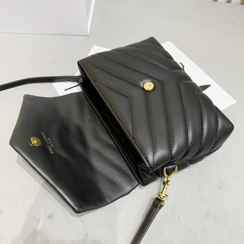 Sa1nt Lau*nt Loulou Toy Strap Bag In Quilted Leather Black 20Cm 678401Dv7071000