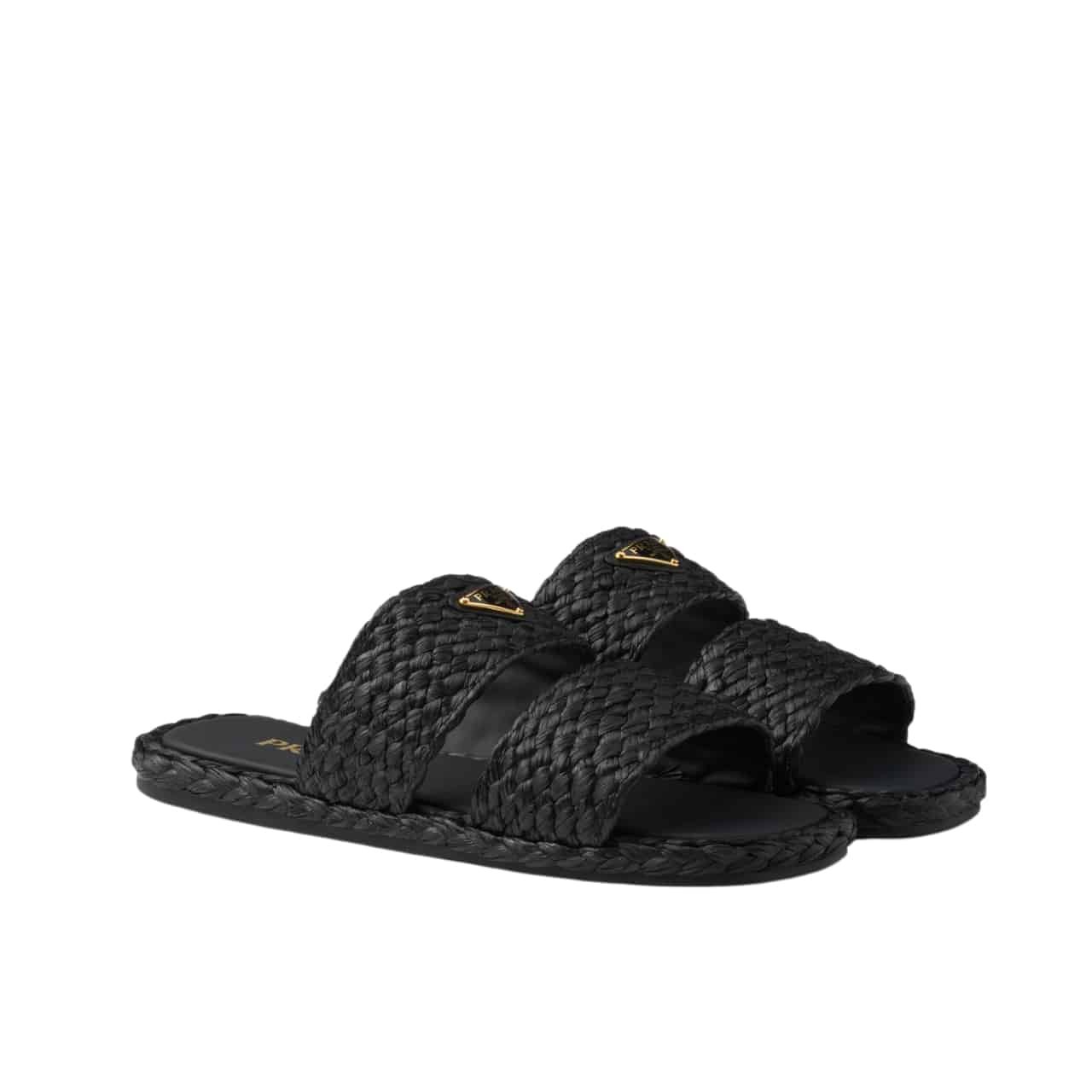 Pra*a Raffia Slides Black 1Xx749 027 F0002 F 020