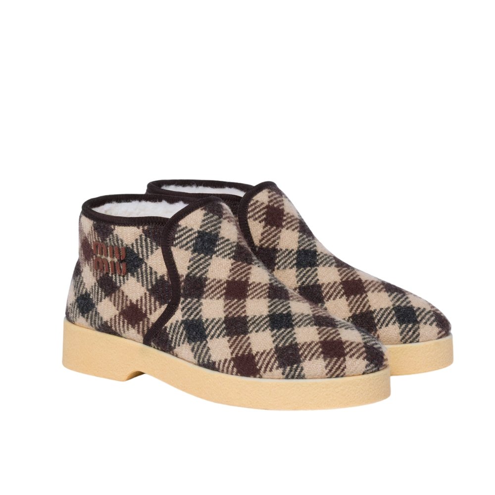 M1um1u Wool And Shearling Slip On Booties Camel Beige 5T558E 3Zkt F0Kqf F 020