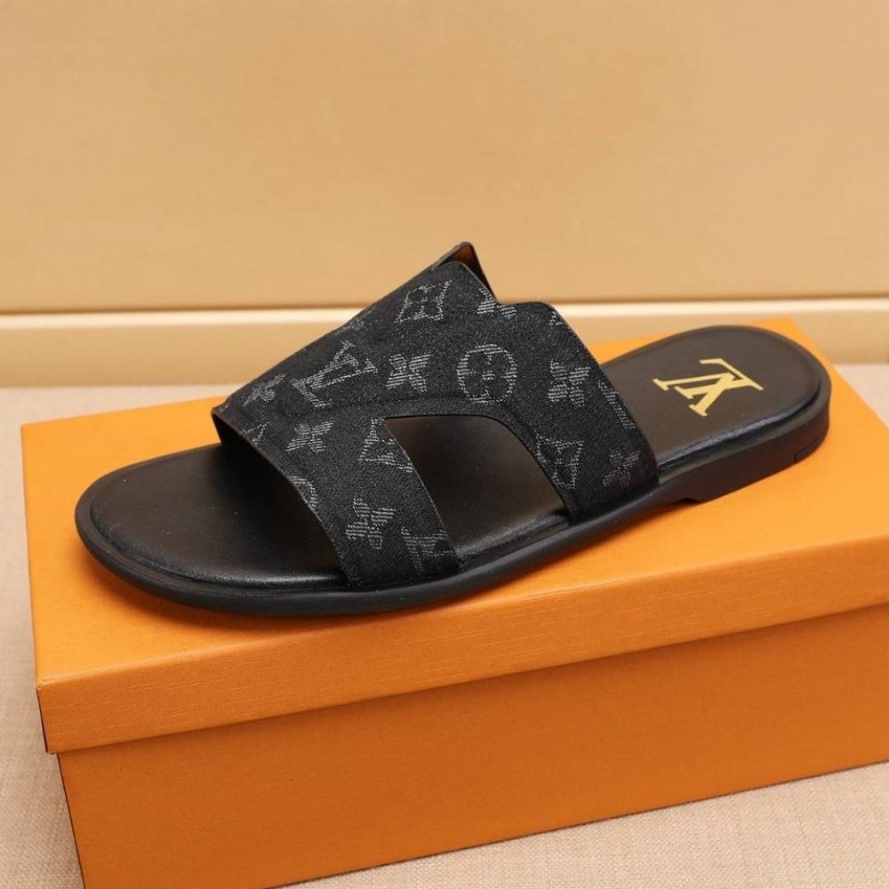 L0vis Vvtt0n Oasis Mule Monogram Denim Black 1Ac69B