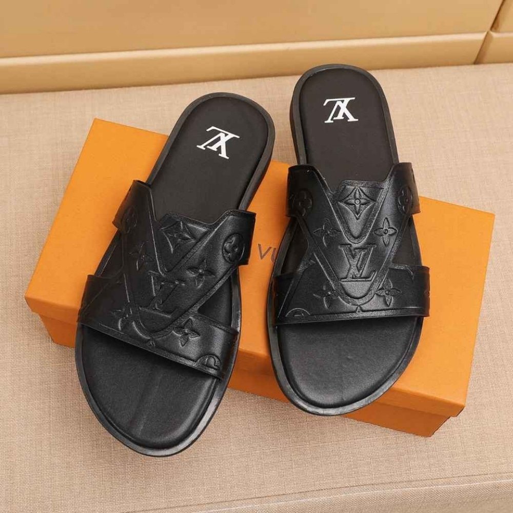 L0vis Vvtt0n Oasis Mule Monogram Pattern Black 1Achj6