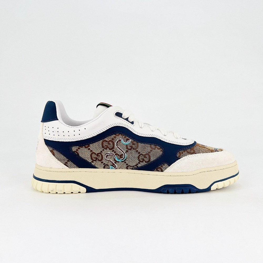 Gvc*1 Men Re Web Trainer Beige And Blue Gg Canvas 821730 Aaemc 9566
