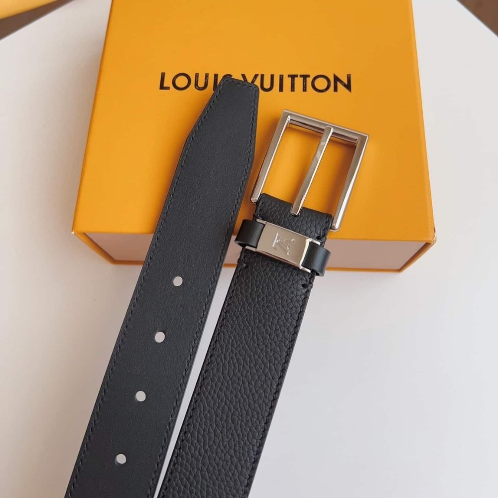 L0vis Vvtt0n LV City Pin Belt Silver Hardware Black 35Mm M0542S