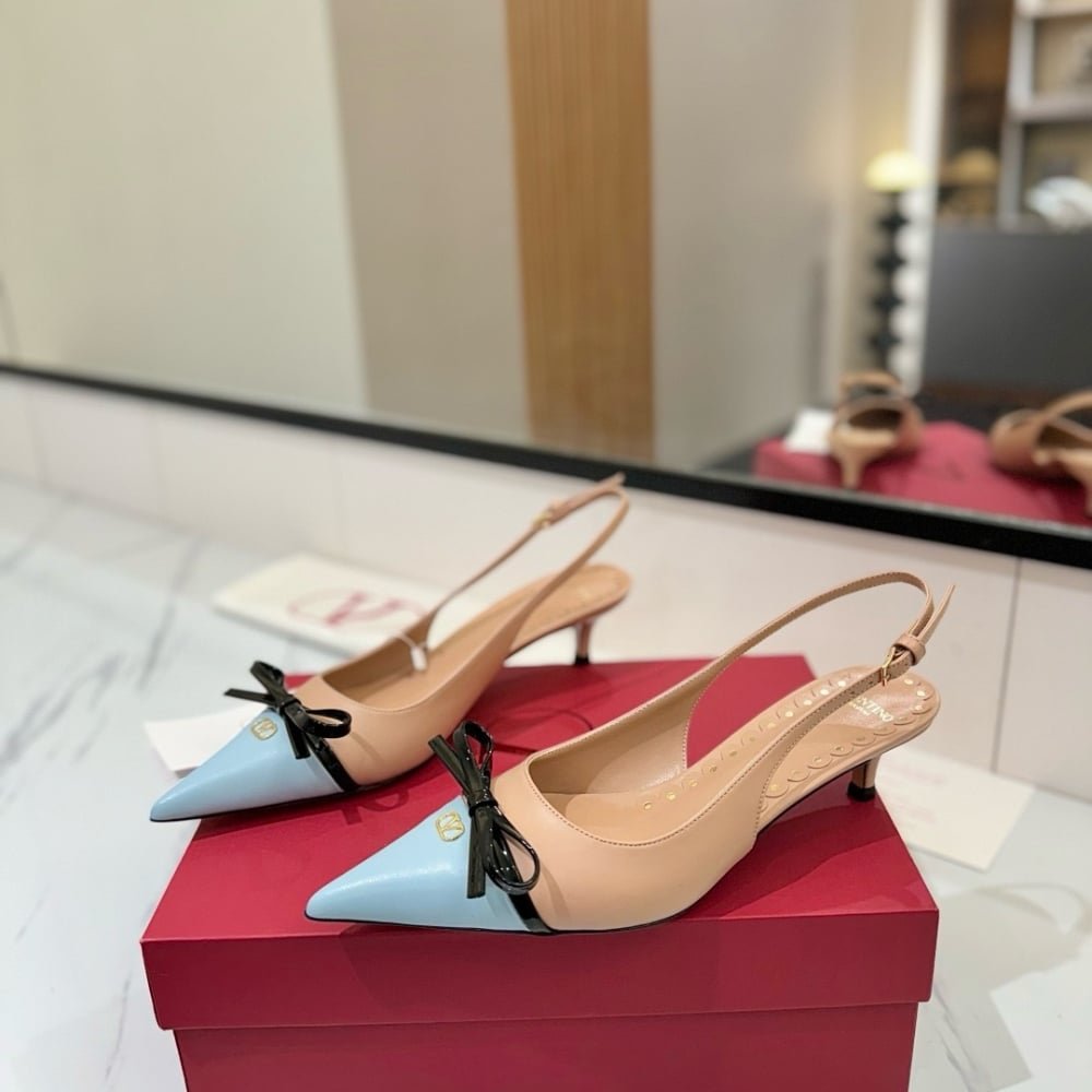 Va1e*ntin0 Bepointy Slingback Pumps Beige And Blue 6W2S0Ll3Yea Cvk