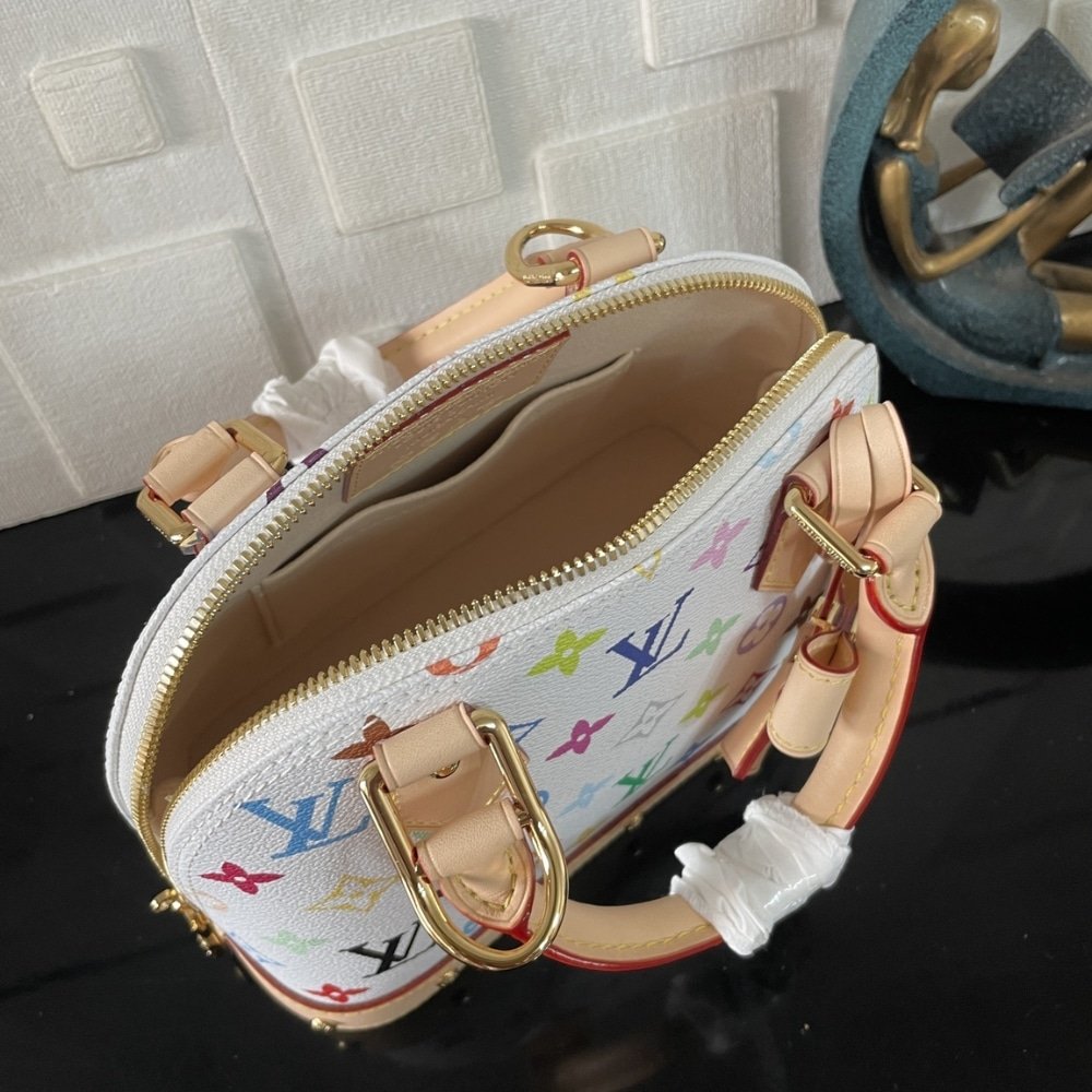 [S*per Vip 1:1] L0vis Vvtt0n X Takashi Murakami Alma BB Bag White Multicolor 23Cm M13078
