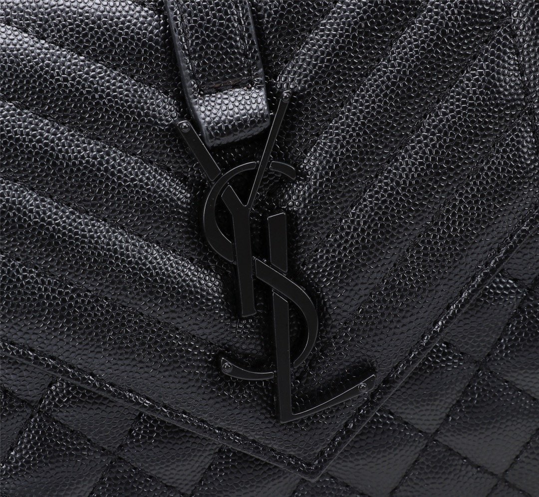 Sa1nt Lau*nt Envelope Small Bag In Mix Matelassé Grain De Poudre Embossed Black Noir 600195Bow981000
