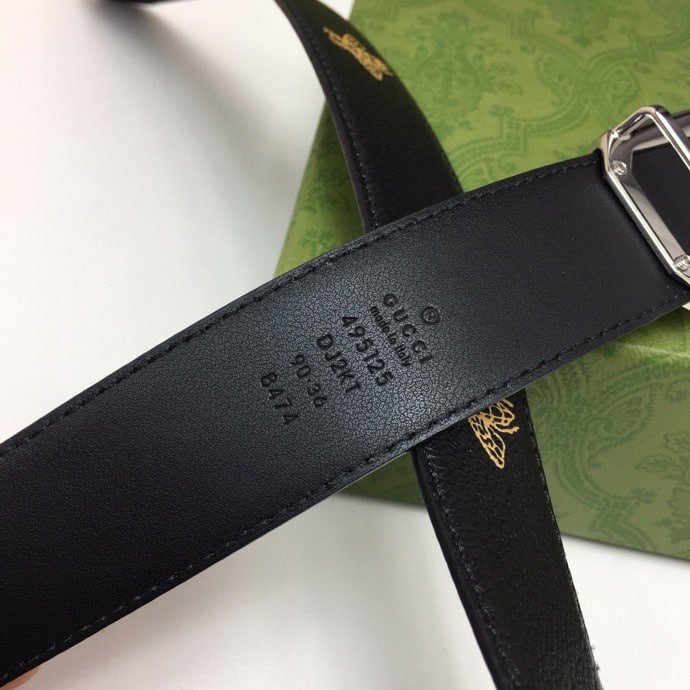 Gvc*1 Black Belt With Square Silver Buckle And Bee Star 35Mm
