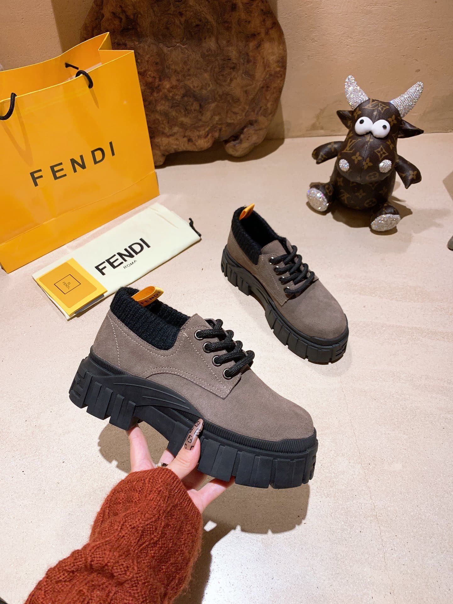 F**di Force Leather Lace Ups Brown