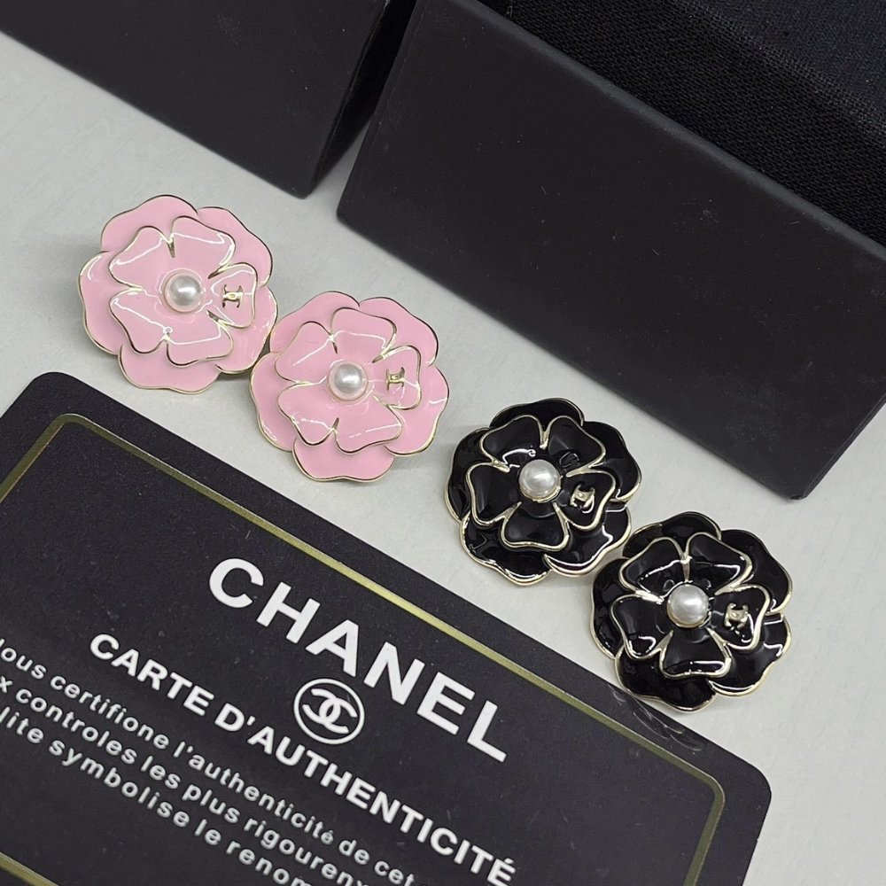 Ch**el Camellia Earrings Black