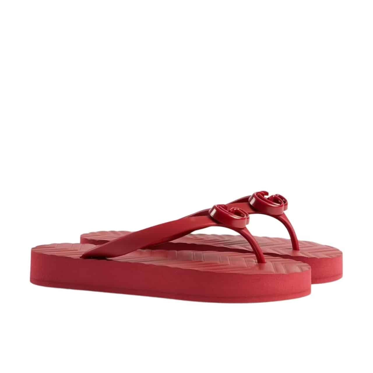 Gvc*1 Women’S Chevron Thong Sandal Hibiscus Red ‎‎Rubber 655463 J8710 6433