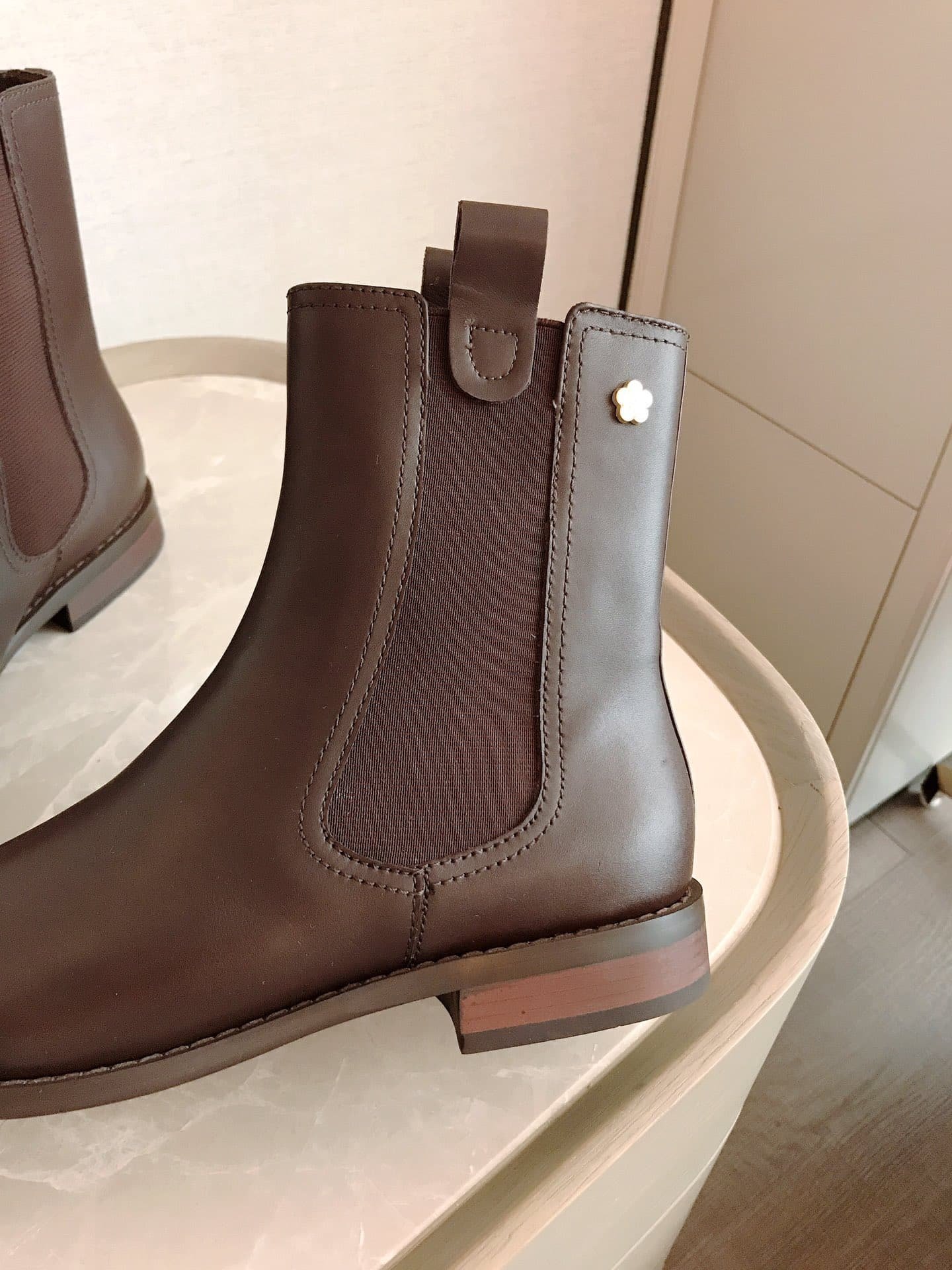 Ch**el Ankle Boots With Elastic Side Panels Brown