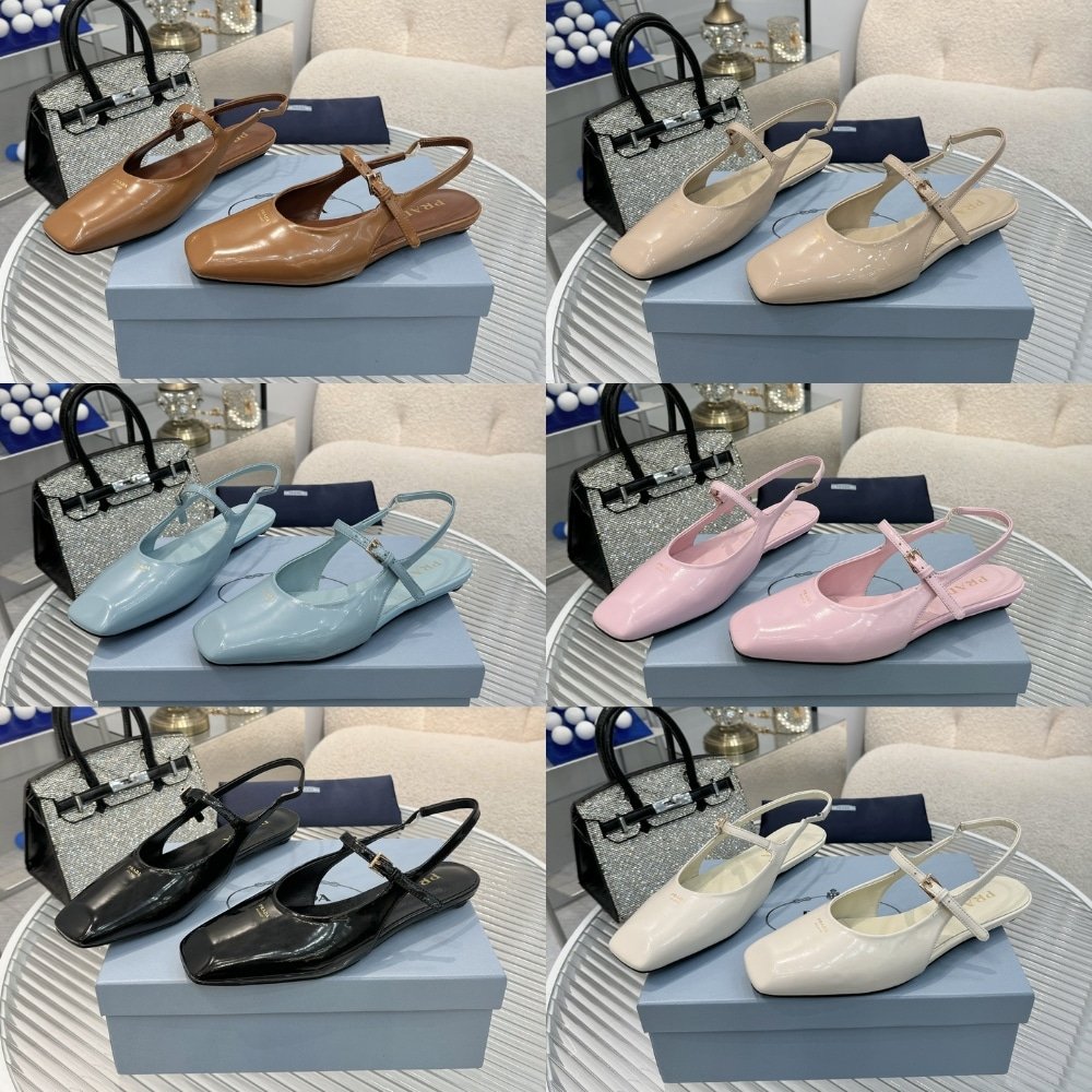 Pra*a Patent Leather Slingback Ballerinas Ivory 1F828N 069 F0304 F 015