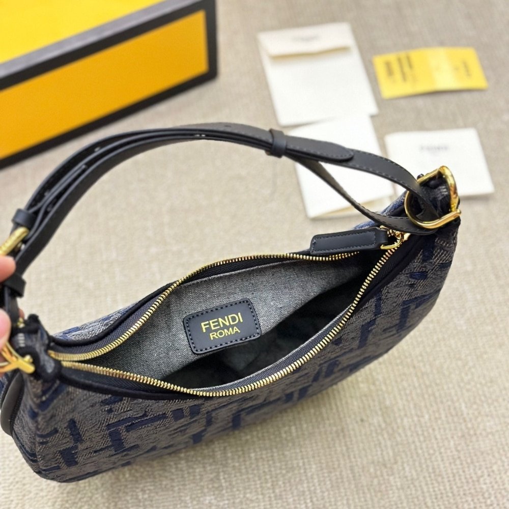 F**di F**digraphy Small Dark Blue Ff Chenille Bag 30Cm 8Br798Asu0F1Pqm