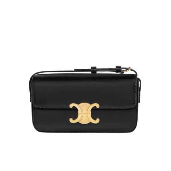 Ce1i*e Shoulder Bag Triomphe In Shiny Calfskin Black 18Cm 194143Bf438No