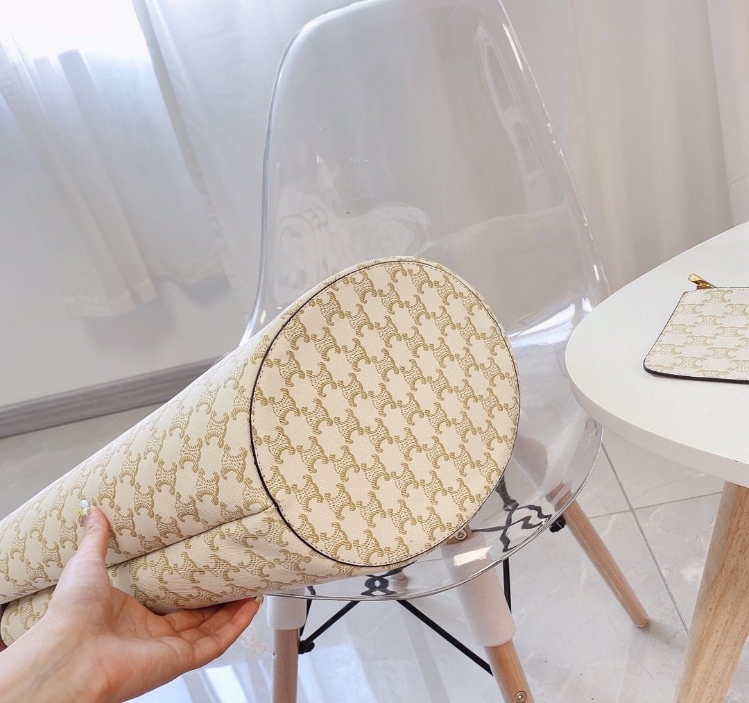 Ce1i*e Women Medium Couffin Bag In Triomphe Canvas Ce1i*e Print White 57Cm 196262Cyx 01Bc