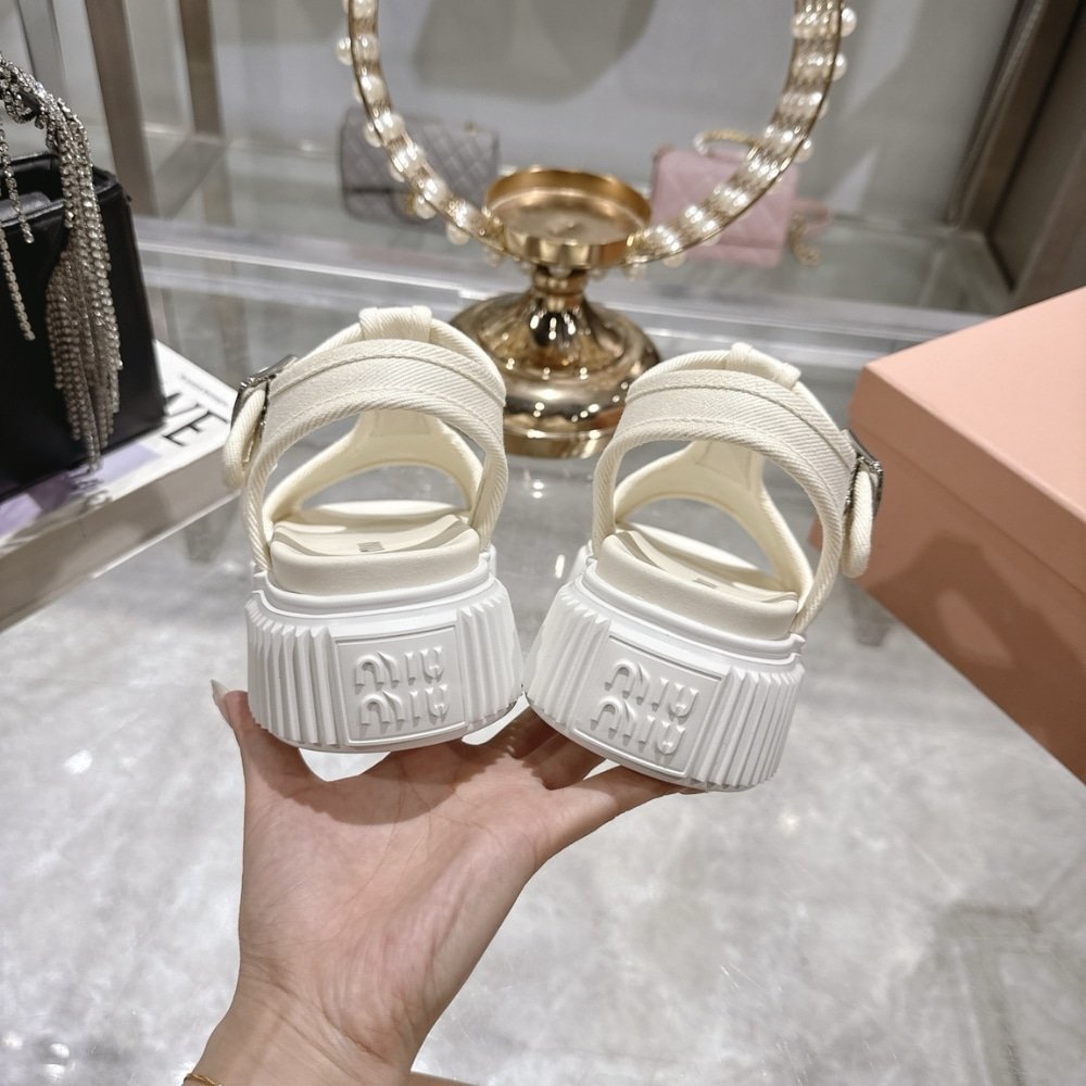 M1um1u Denim Flatform Sandals Ivory 5X402E Csl F0304 F 045
