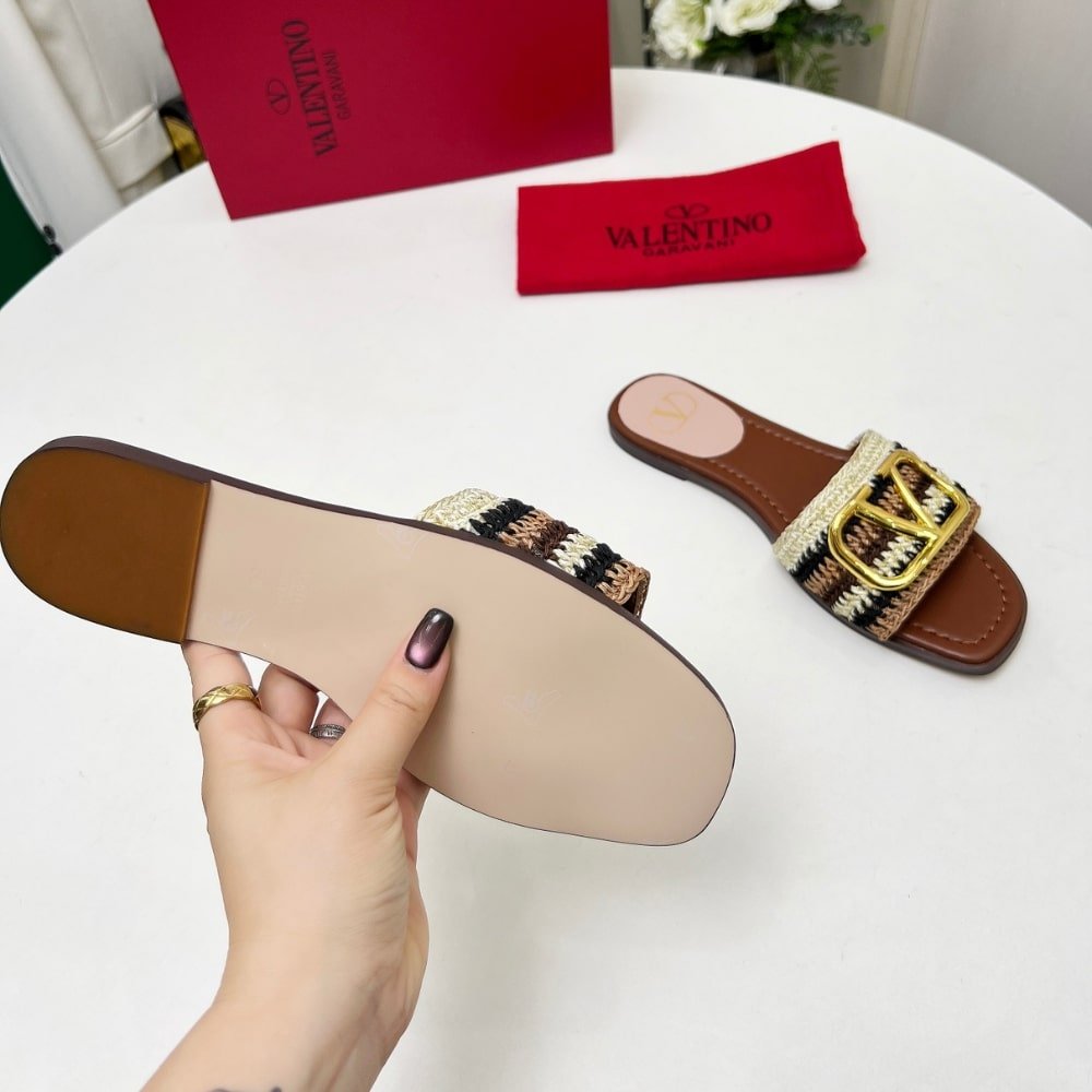 Va1e*ntin0 Vlogo Signature Slide Sandal Brown 6W2S0Bd5Agx Qrx