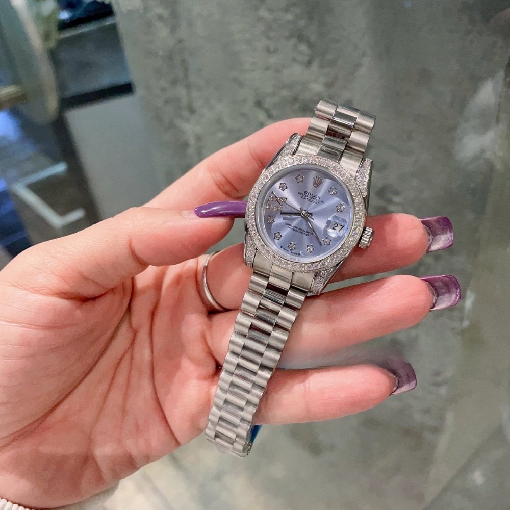 R01ex Datejust D1am0nd Bezel Oyster White Gold Purple 31Mm