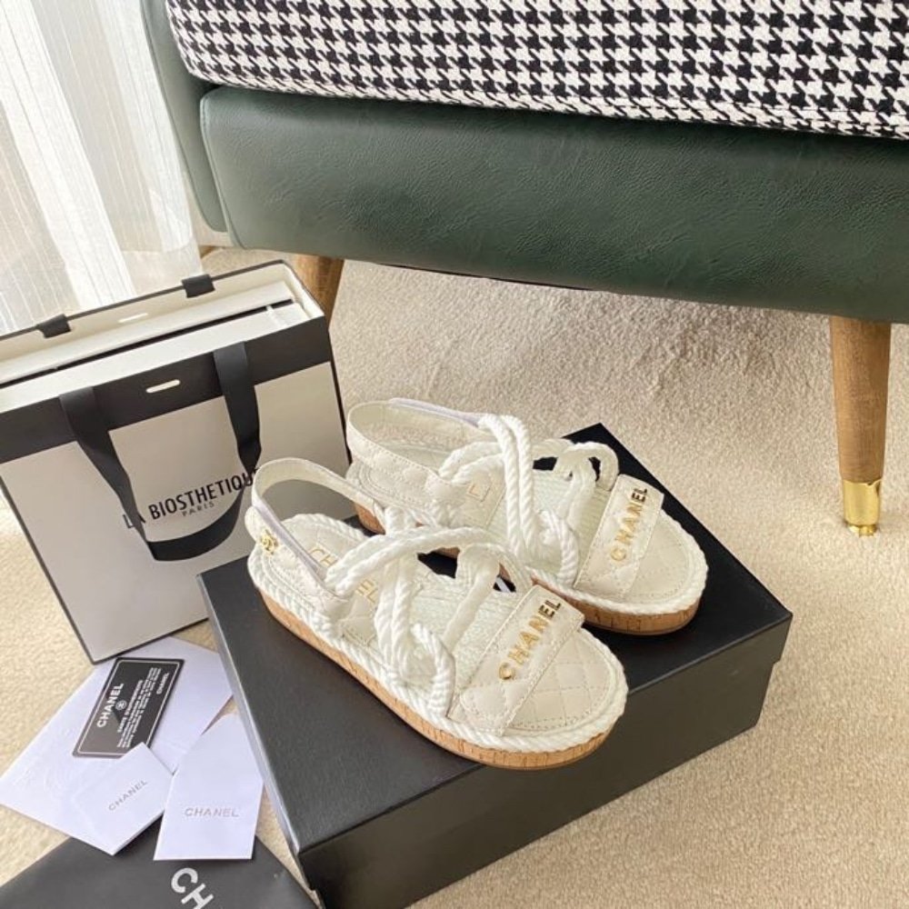 Ch**el Rope Sandals Strap White