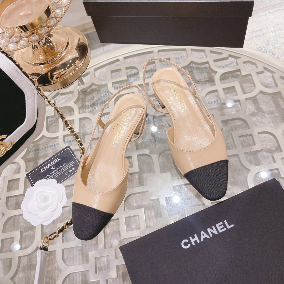 Ch**el Slingback Beige Black G31319 Y50006 C8378