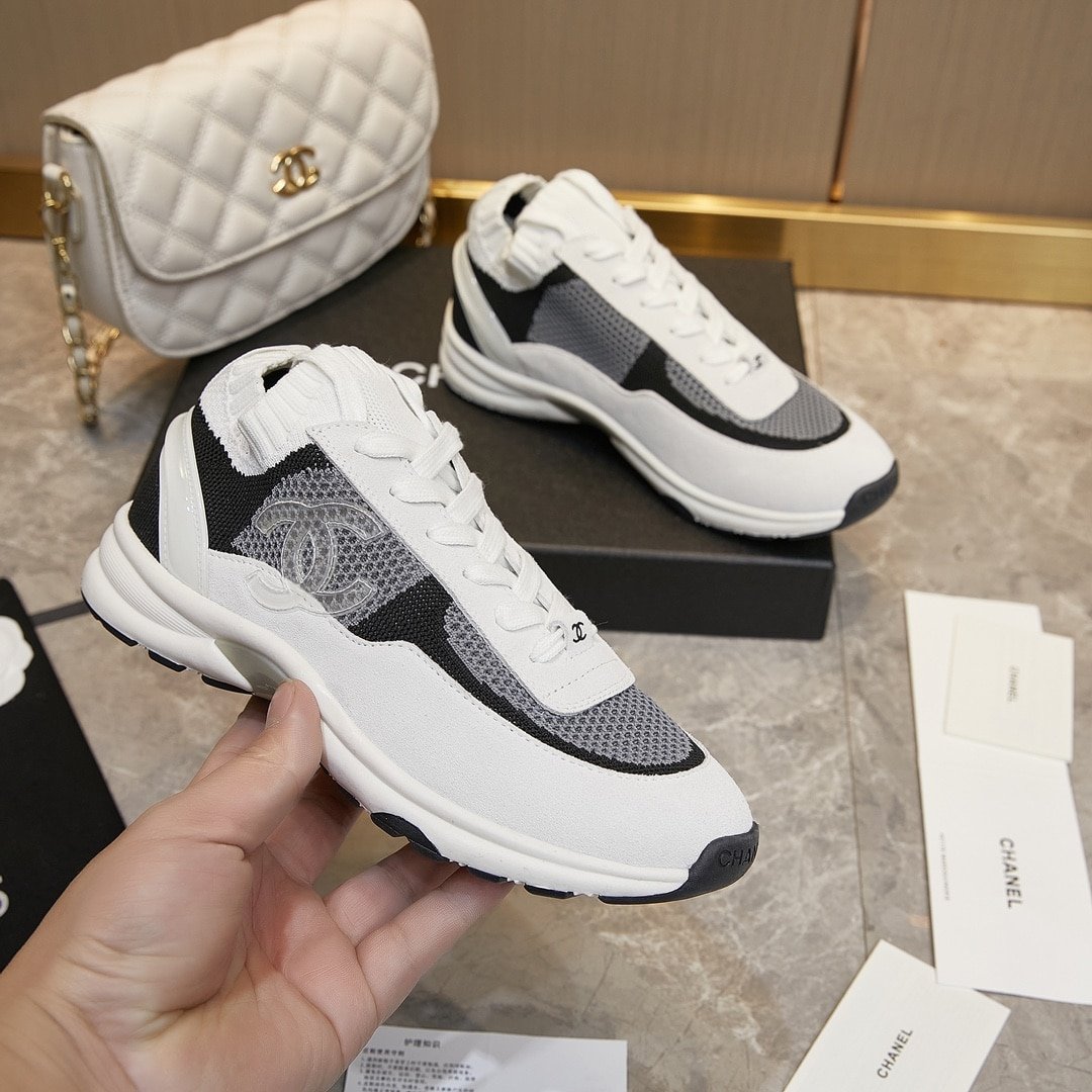 Ch**el Cruise Sock Sneaker White Black