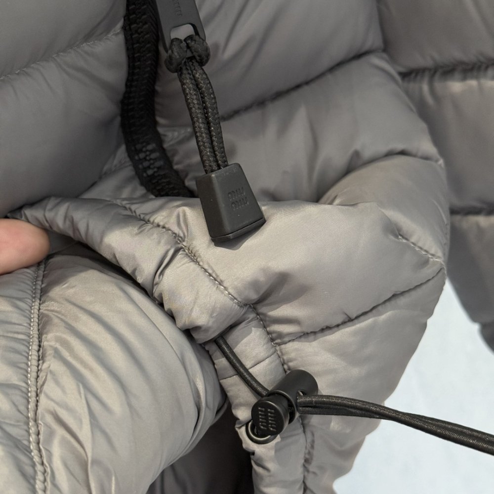 M1um1u Lightweight Pongé Down Jacket Gray Ml1347 1754 F0276 S Ooo