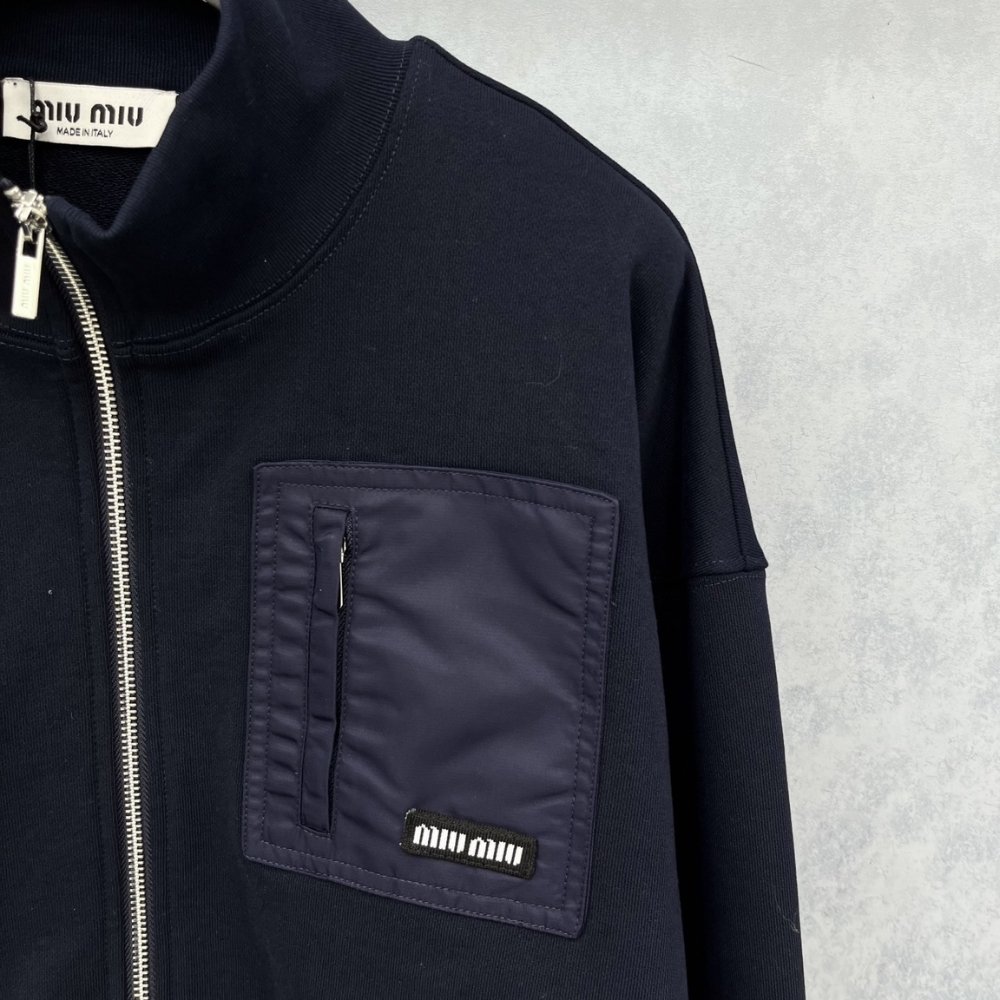 M1um1u Zippered Fleece Jacket Navy Mjla09 18Tp F0008 S Ooo