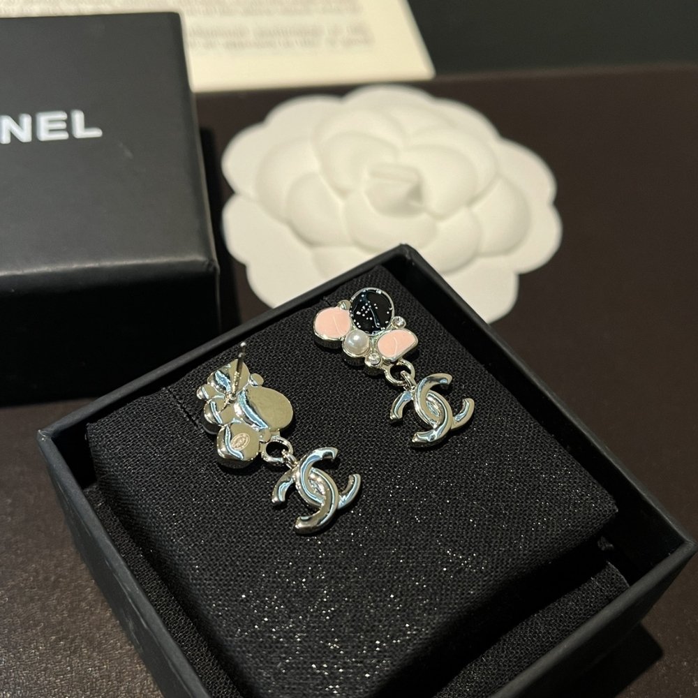 Ch**el Pearl And Stone Floral Earrings Silver Abg634 B22459 U4653