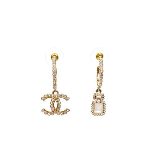 Ch**el Cc And Perfume Bottle Hoop Earrings