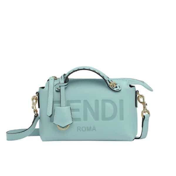 F**di By The Way Medium Leather Boston Bag Blue 27Cm