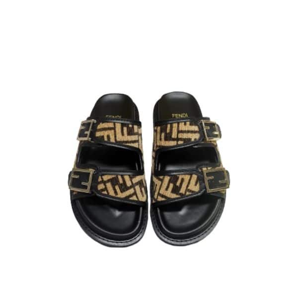 F**di Feel Ff Fabric Slides Black