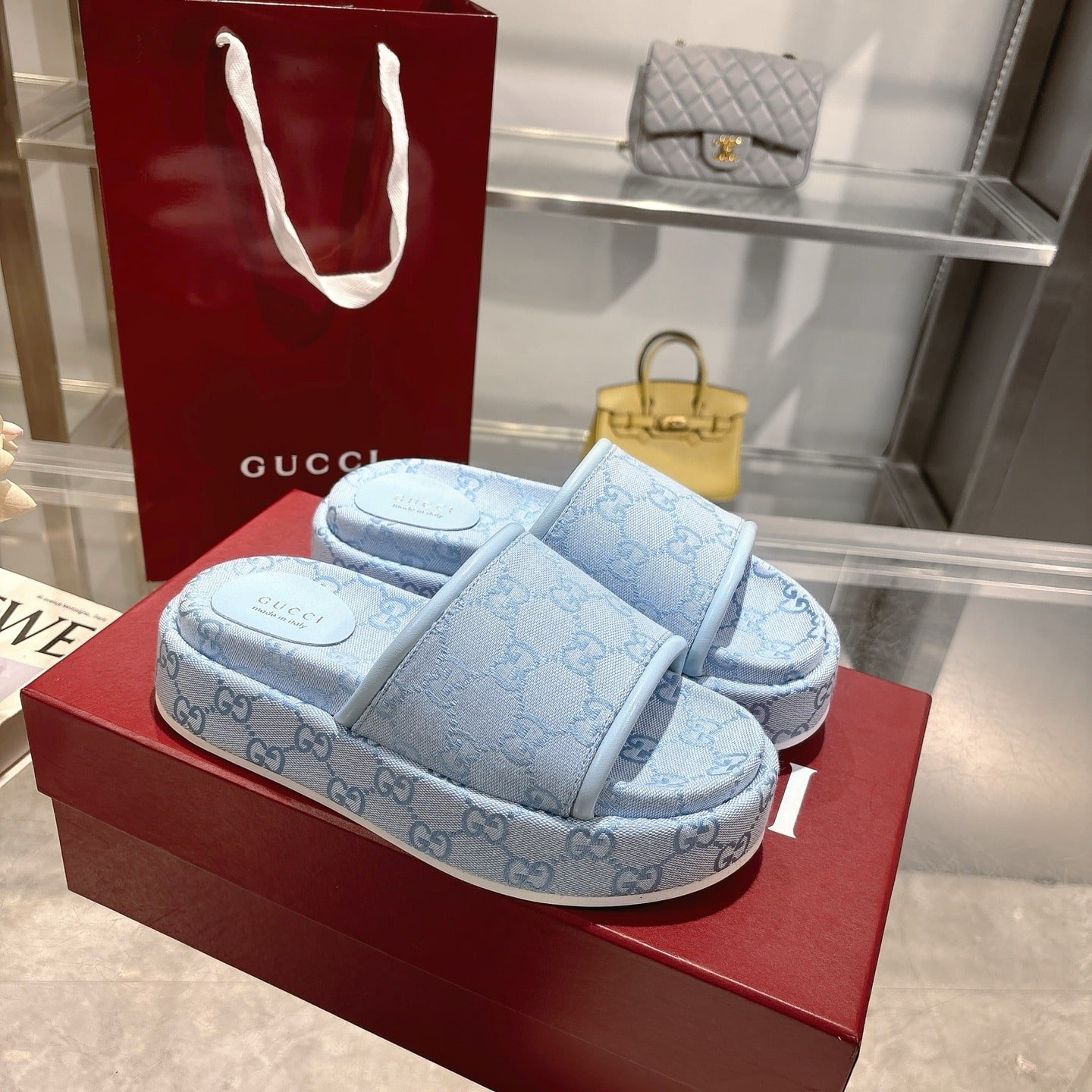 Gvc*1 Women’s Gg Platform Sandal Light Blue ‎816797 Fad9D 4952