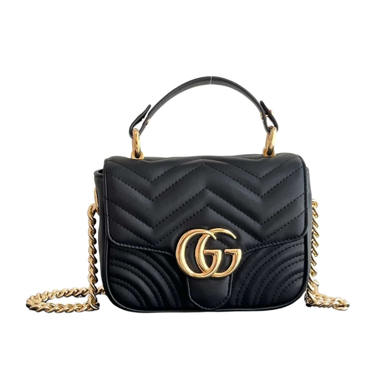 Gvc*1 Gg Marmont Mini Shoulder Bag Black 18Cm ‎739682 Aabzc 6832