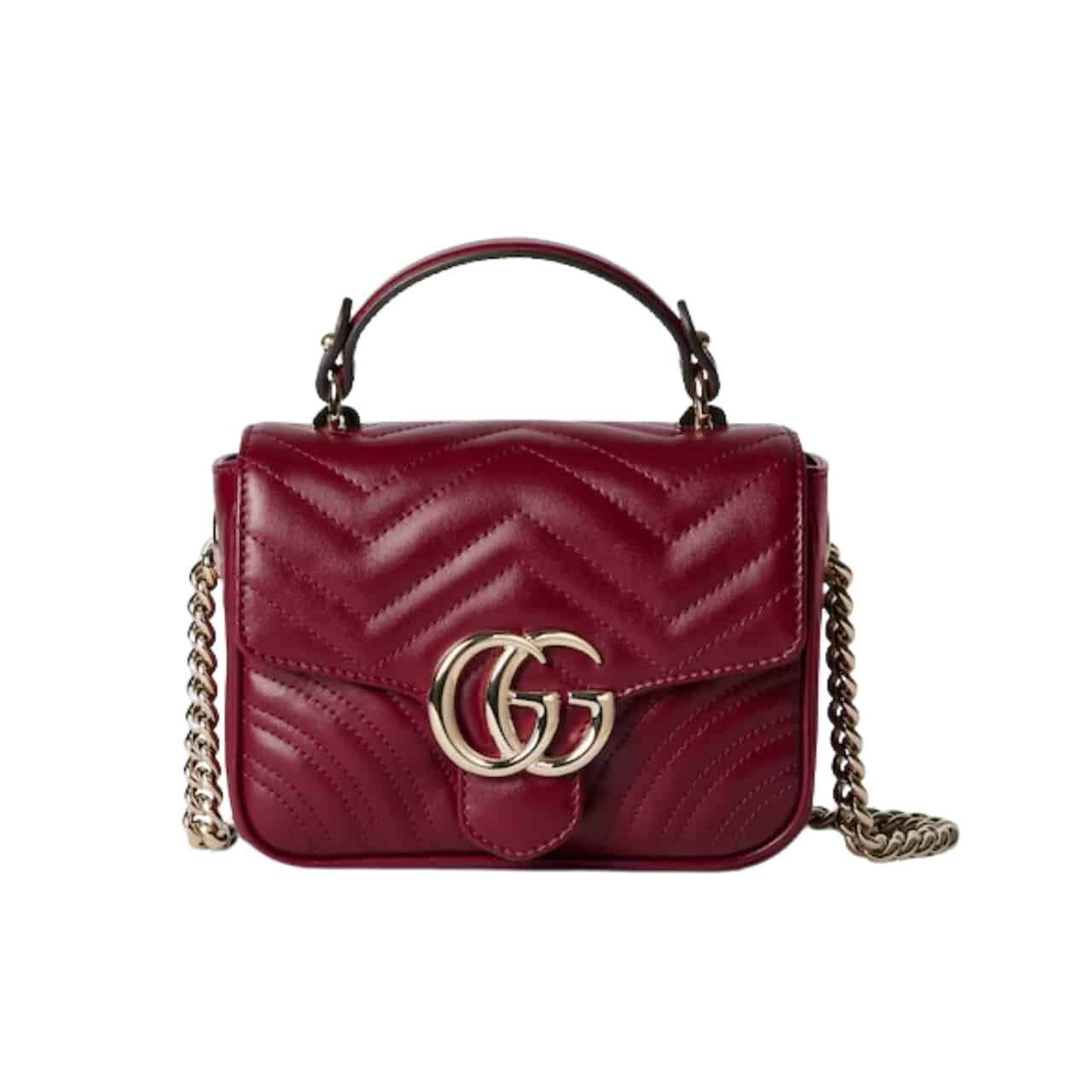 Gvc*1 Gg Marmont Mini Top Handle Bag Red 17Cm ‎811238 Aaeck 6207